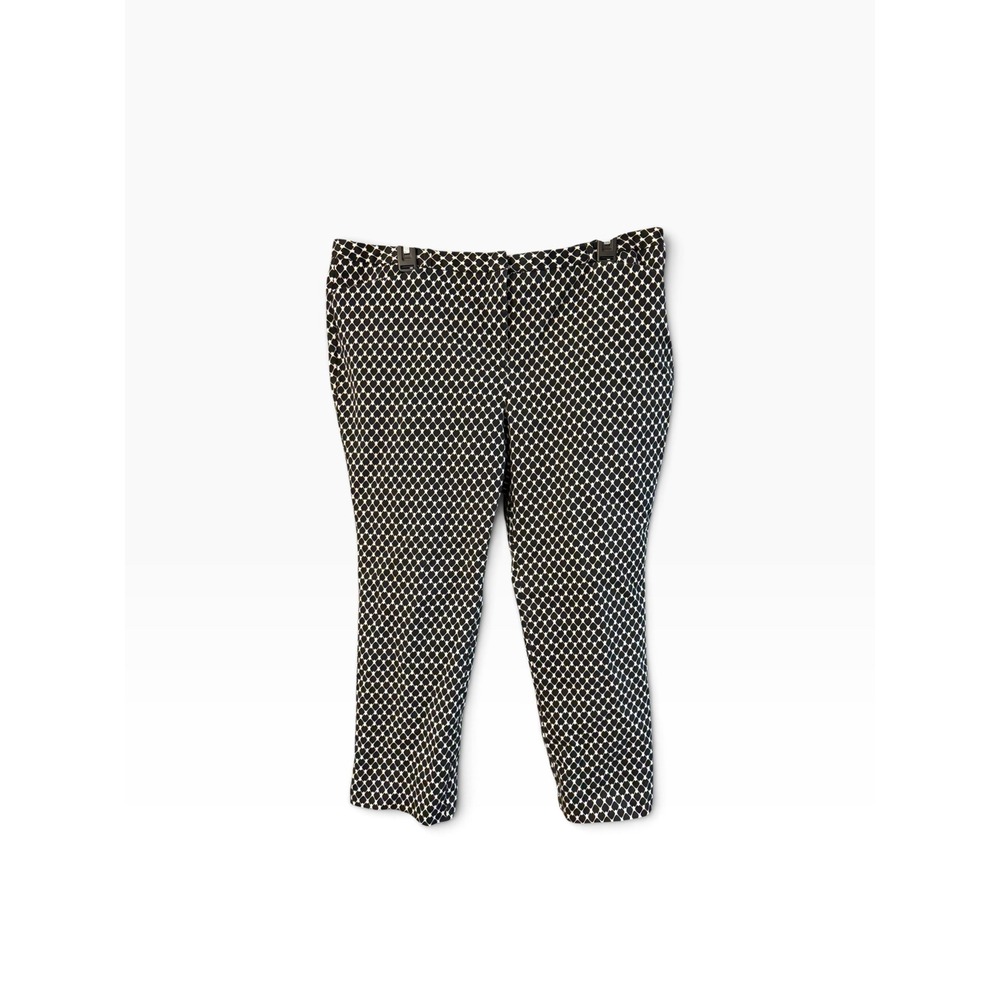 Worthington Slim Fit Ankle Pants Womens 16P Black White Geometric Diamond Petite